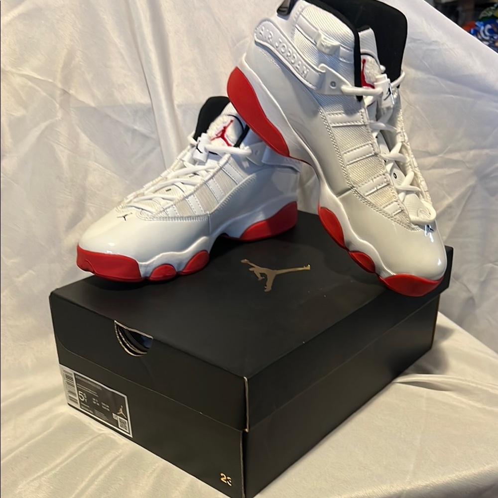 Jordan 6 Rings (GS) White and Red High-Top Sneakers new in the box never